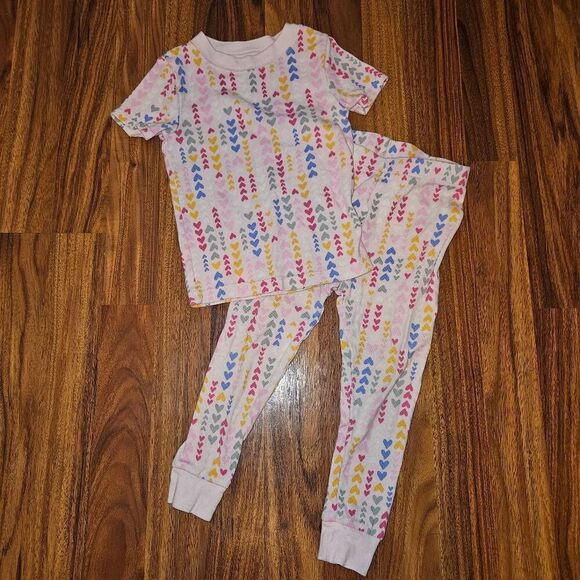 5 For $25 Wonder Nation Pink Hearts Cotton Pajamas Toddler Size 3T - Picture 1 of 4